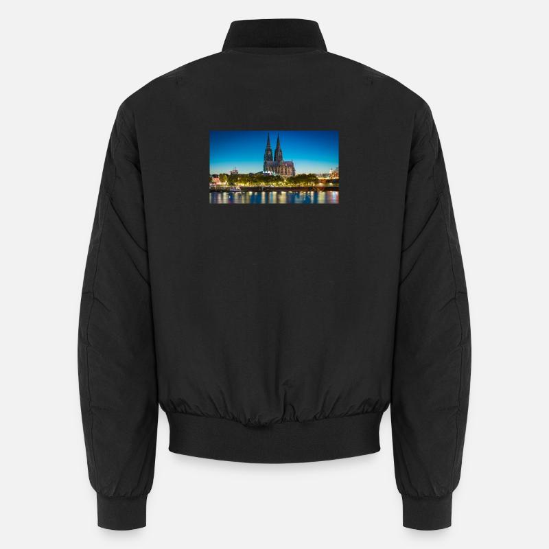 Cologne Cathedral Evening Light Silhouette - Unisex Bomber Jacket - black