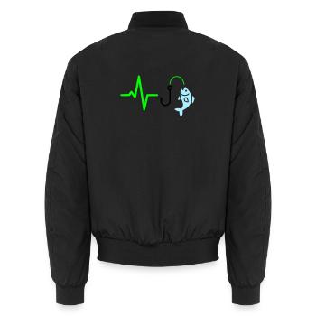 Pulse Line Fishing Fish Icon - Unisex Bomber Jacket - black - Back - AI Model Male 185 light (185cm)
