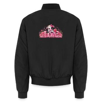 Vache Kawaii Amour et Roses - Bomber unisexe - noir - Dos - AI Model Male 185 light (185cm)