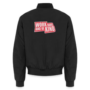 Work Hard And Be Kind Inspirierend Fleiß Güte Logo - Unisex Bomberjacke - Schwarz - Hinten - AI Model Male 185 light (185cm)