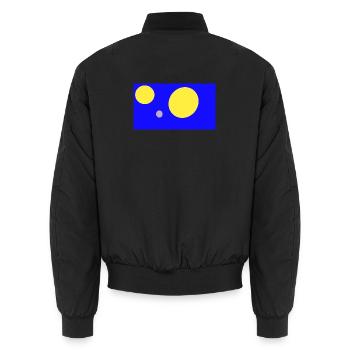 Blaues Geometrie-Tripel: Kreise - Unisex Bomberjacke - Schwarz - Hinten - AI Model Male 185 light (185cm)