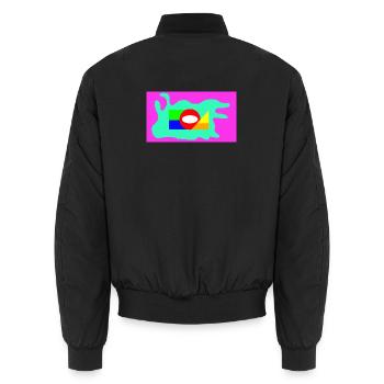 Geometrische Farbblock Collage Neon - Unisex Bomberjacke - Schwarz - Hinten - AI Model Male 185 light (185cm)