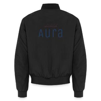 Absichtlich Aura Typo-Print - Unisex Bomberjacke - Schwarz - Hinten - AI Model Male 185 light (185cm)