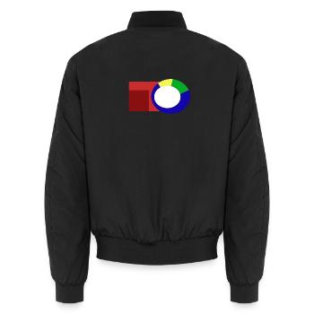 Abstrakte_Rundform_schubst_das_Eckige - Unisex Bomberjacke - Schwarz - Hinten - AI Model Male 185 light (185cm)