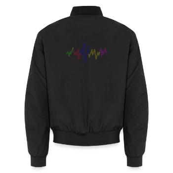 Regenbogen Klangwelle,Music waves - Unisex Bomberjacke - Schwarz - Hinten - AI Model Male 185 light (185cm)
