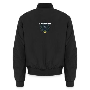 Eule in Neonspiralen - Unisex Bomberjacke - Schwarz - Hinten - AI Model Male 185 light (185cm)