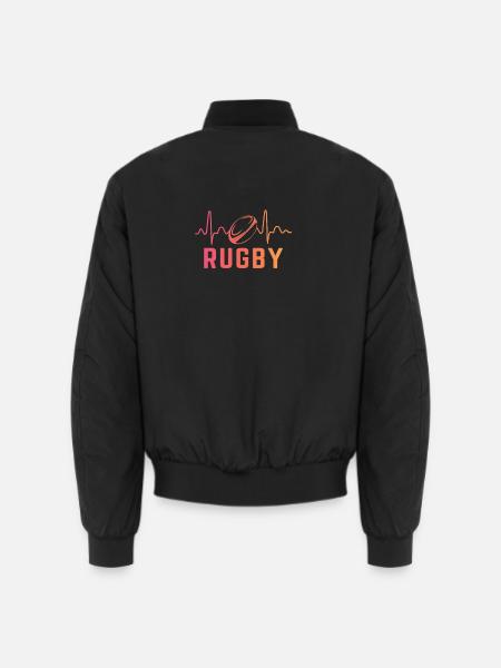 Rugby Herzschlag Rugbyspieler - Unisex Bomberjacke - Schwarz