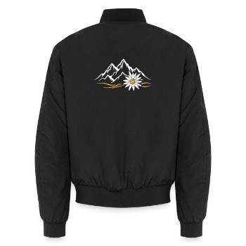 Berge Alpen Edelweiß Wandern Heimatliebe Natur - Unisex Bomberjacke - Schwarz - Hinten - AI Model Male 185 light (185cm)