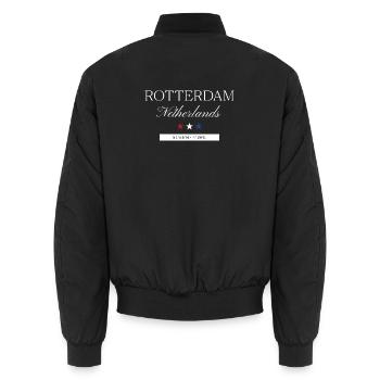 Rotterdam Niederlande Souvenir – Reise minimalist - Unisex Bomberjacke - Schwarz - Hinten - AI Model Male 185 light (185cm)