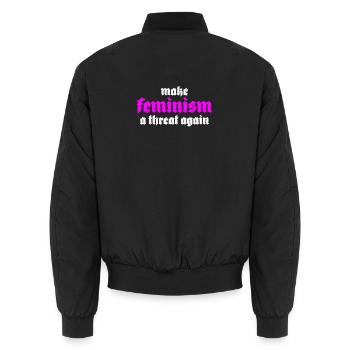 make feminism a threat again - Unisex Bomberjacke - Schwarz - Hinten - AI Model Male 185 light (185cm)