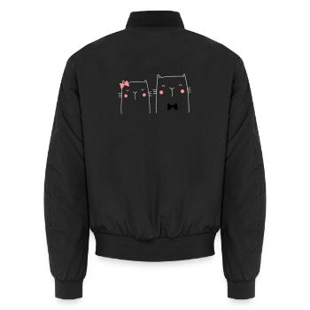 Chat chats couple mariage cadeau fiançailles amour - Bomber unisexe - noir - Dos - AI Model Male 185 light (185cm)