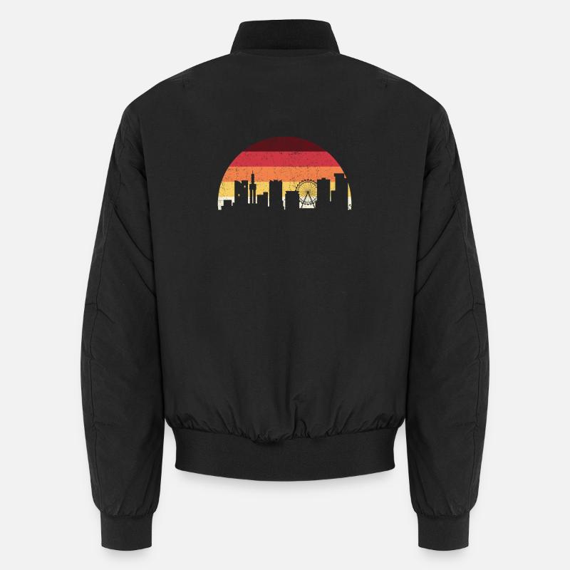 Sunset Skyline with Ferris Wheel Unisex Bomber Jacket