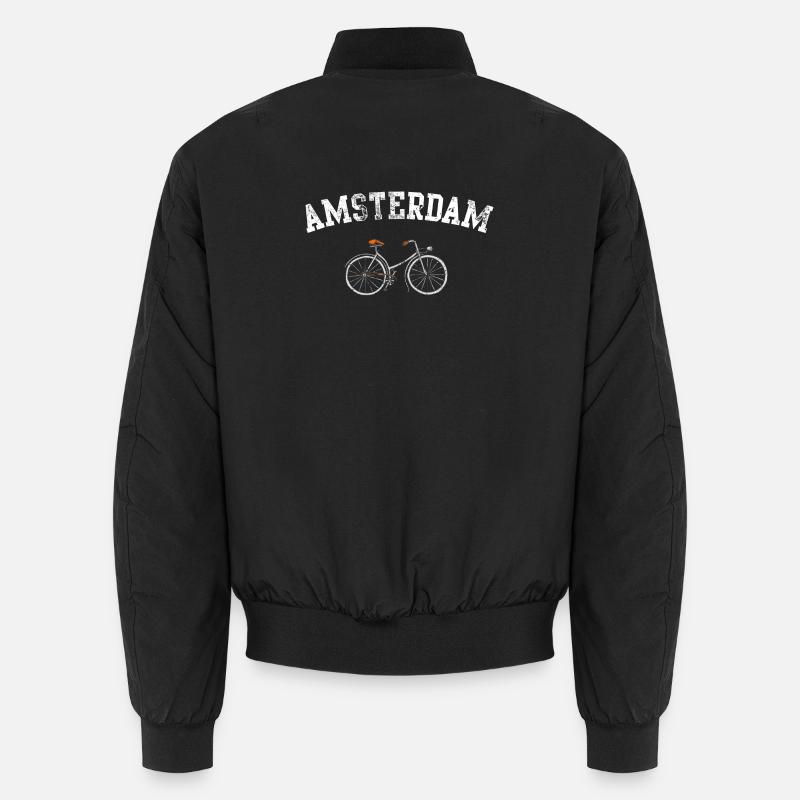 Amsterdam Bicycle Emblem - Unisex Bomber Jacket - black