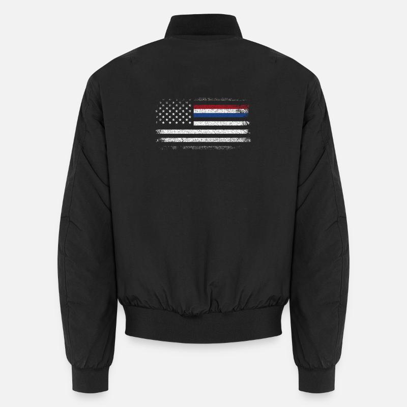 Drapeau américain robuste avec accent bleu - Bomber unisexe - noir