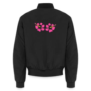 Flower Pink Pink Flower Flowers Pink Pink Flowers - Unisex Bomber Jacket - black - Back - AI Model Male 185 light (185cm)