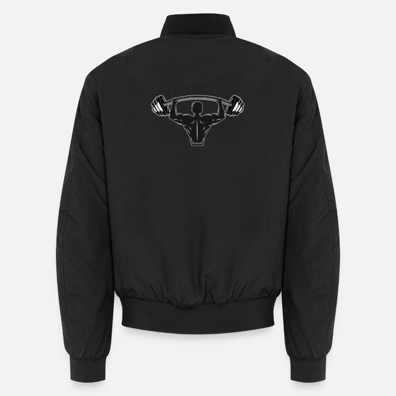 Dumbbell in hand - bodybuilder with weight Unisex Bomber Jacket