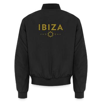 IBIZA-Golden Sun Design - Unisex Bomber Jacket - black - Back - AI Model Male 185 light (185cm)