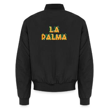 La Palma lettering La Isla Bonita Canary Islands - Unisex Bomber Jacket - black - Back - AI Model Male 185 light (185cm)