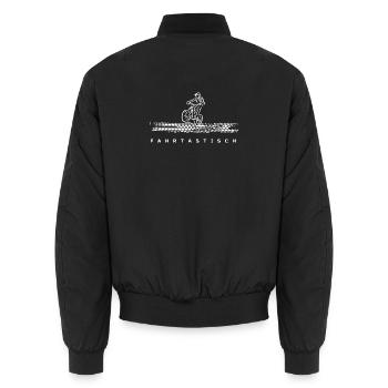FAHRTASTISCH - FANTASTISCH, Wortspiel, Radsport - Unisex Bomberjacke - Schwarz - Hinten - AI Model Male 185 light (185cm)