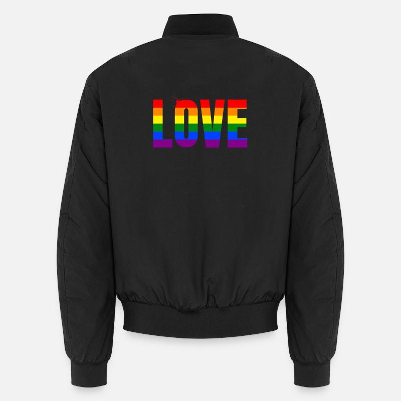 LOVE Rainbow Statement – Bold Equality Message - Unisex Bomberjacke - Schwarz