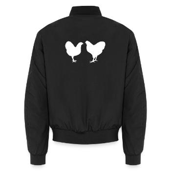 Hühner Fans -  Hahn - Gockel - Küken - Wyandotten - Unisex Bomberjacke - Schwarz - Hinten - AI Model Male 185 light (185cm)