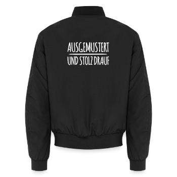 Ausgemustert Gegen Krieg - Unisex Bomberjacke - Schwarz - Hinten - AI Model Male 185 light (185cm)