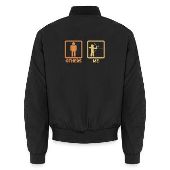 Bogenschütze Strichmännchen - Unisex Bomberjacke - Schwarz - Hinten - AI Model Male 185 light (185cm)