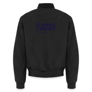 Je suis à l’ouest – Proverbe breton - Bomber unisexe - noir - Dos - AI Model Male 185 light (185cm)