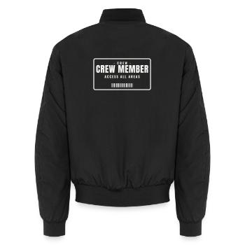 Crew Member Backstage Pass All Areas Team Staff - Unisex Bomber Jacket - black - Back - AI Model Male 185 light (185cm)