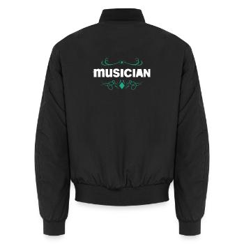 Musiker-Statement mit floralen Ornamenten - Unisex Bomberjacke - Schwarz - Hinten - AI Model Male 185 light (185cm)