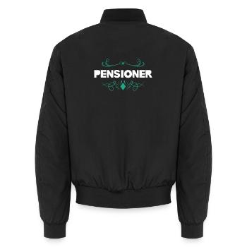 Pensioner Flourish Print - Unisex Bomberjacke - Schwarz - Hinten - AI Model Male 185 light (185cm)