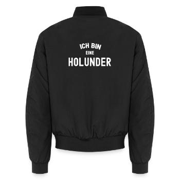 ICH BIN EINE HOLUNDER Karneval Kostüm Fasching - Unisex Bomberjacke - Schwarz - Hinten - AI Model Male 185 light (185cm)