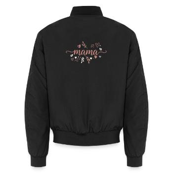 Mama Schriftzug mit Herzen - Unisex Bomberjacke - Schwarz - Hinten - AI Model Male 185 light (185cm)