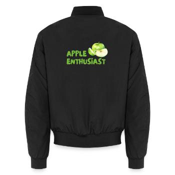 Apfel Enthusiast – Grüner Stil - Unisex Bomberjacke - Schwarz - Hinten - AI Model Male 185 light (185cm)
