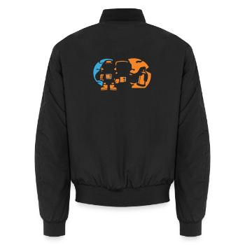 Astronaut Silhouette Logo - Unisex Bomber Jacket - black - Back - AI Model Male 185 light (185cm)