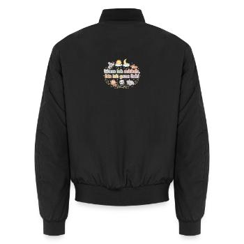 Wenn ich schlafe, bin ich ganz lieb Spruch - Unisex Bomberjacke - Schwarz - Hinten - AI Model Male 185 light (185cm)