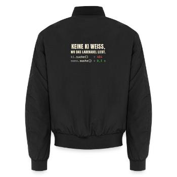 Keine KI weiß, wo das Ladekabel liegt – Mama schon - Unisex Bomberjacke - Schwarz - Hinten - AI Model Male 185 light (185cm)