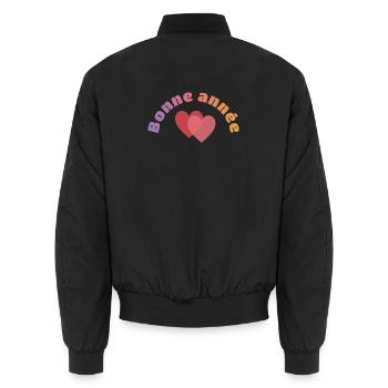 ALLES GUTE ZUM NEUEN JAHR. SILVESTER. BESTE WÜNSCHE - Unisex Bomberjacke - Schwarz - Hinten - AI Model Male 185 light (185cm)