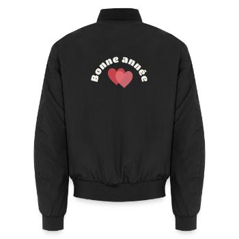 ALLES GUTE ZUM NEUEN JAHR. SILVESTER. BESTE WÜNSCHE - Unisex Bomberjacke - Schwarz - Hinten - AI Model Male 185 light (185cm)
