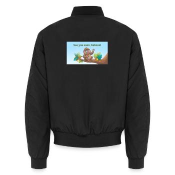 BIS BALD, PAVIAN. - Unisex Bomberjacke - Schwarz - Hinten - AI Model Male 185 light (185cm)