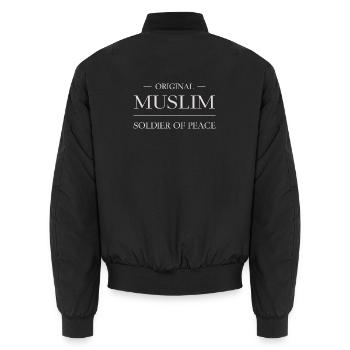 Original Muslim Soldier of Peace Friedensbotschaft - Unisex Bomberjacke - Schwarz - Hinten - AI Model Male 185 light (185cm)