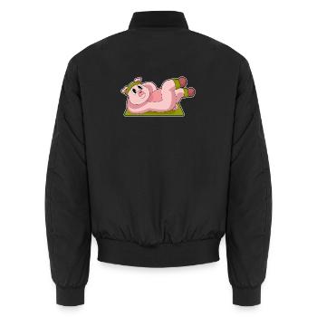 Schwein Bauchmuskeltraining Bodybuilding - Unisex Bomberjacke - Schwarz - Hinten - AI Model Male 185 light (185cm)