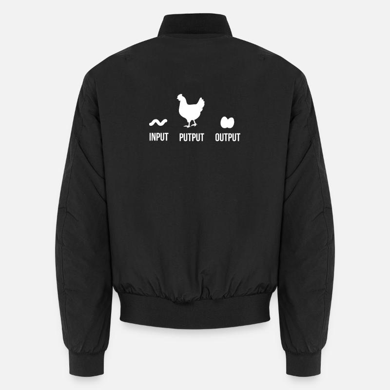 Input Putput Output Lustig Hühner Huhn Bauer Unisex Bomberjacke