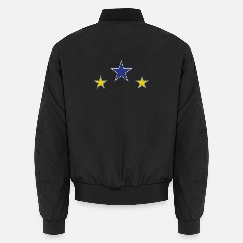 Abstract Star Patterns in Yellow and Blue Unisex Bomber Jacket