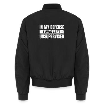 Pour ma défense, j’ai été laissé sans surveillance - Bomber unisexe - noir - Dos - AI Model Male 185 light (185cm)