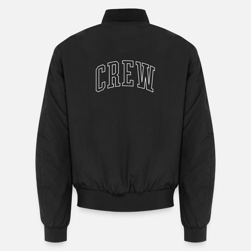 Crew Outline Font - Unisex Bomber Jacket - black