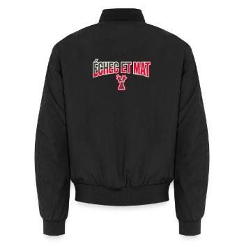 Logo Échec et Mat Rouge Roi Noir en Difficulté - Bomber unisexe - noir - Dos - AI Model Male 185 light (185cm)