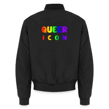Queer Icon Regenbogen Regenbogenfahne Geschenkidee - Unisex Bomberjacke - Schwarz - Hinten - AI Model Male 185 light (185cm)