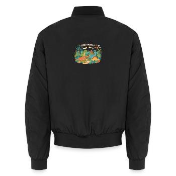 Dino Welt: bunte Urzeit-Szene - Unisex Bomberjacke - Schwarz - Hinten - AI Model Male 185 light (185cm)