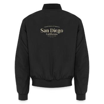 San Diego Schriftkunst - Unisex Bomberjacke - Schwarz - Hinten - AI Model Male 185 light (185cm)